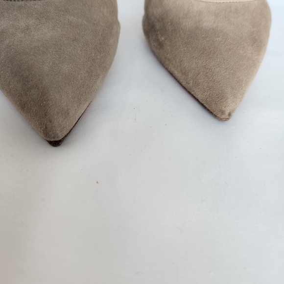 Santoni pumps women's slingback sz 8 Eu38 suede tan shoes stiletto point toe - Picture 13 of 16